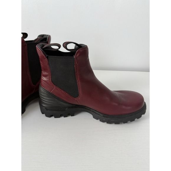 Ecco Women's Tredtray Chelsea Combat Boots Red Leather Size 37 - Picture 8 of 12